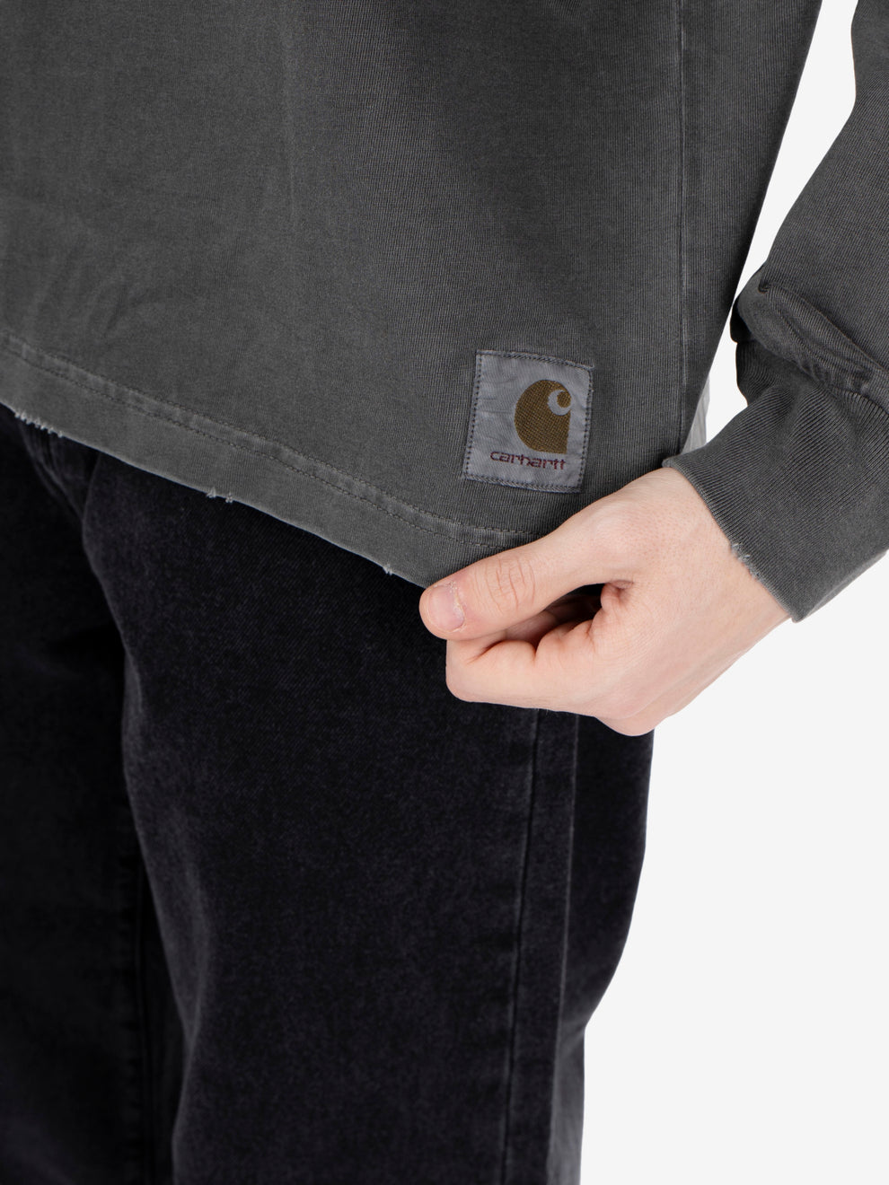 L/S Torion pocket t-shirt black grind wash