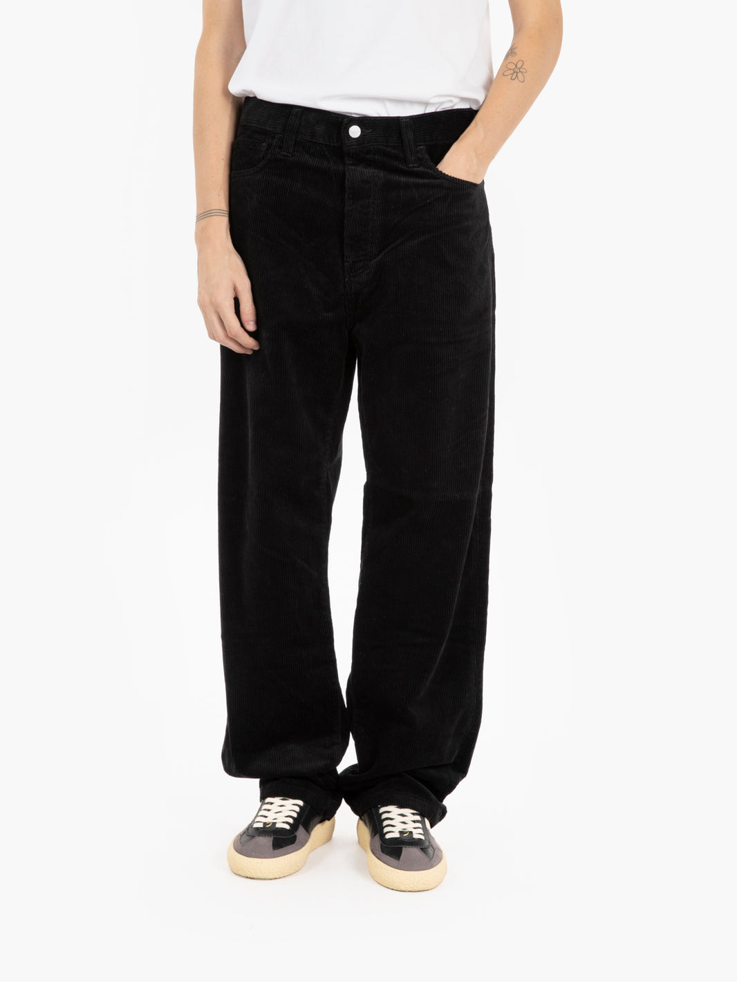 Landon Pant corduroy leather black