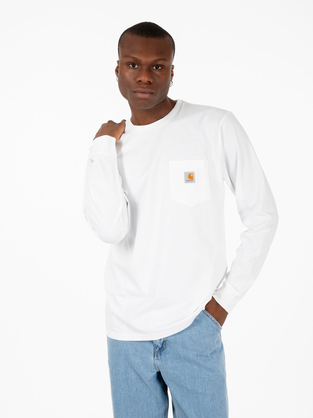 Longsleeves pocket t-shirt white 