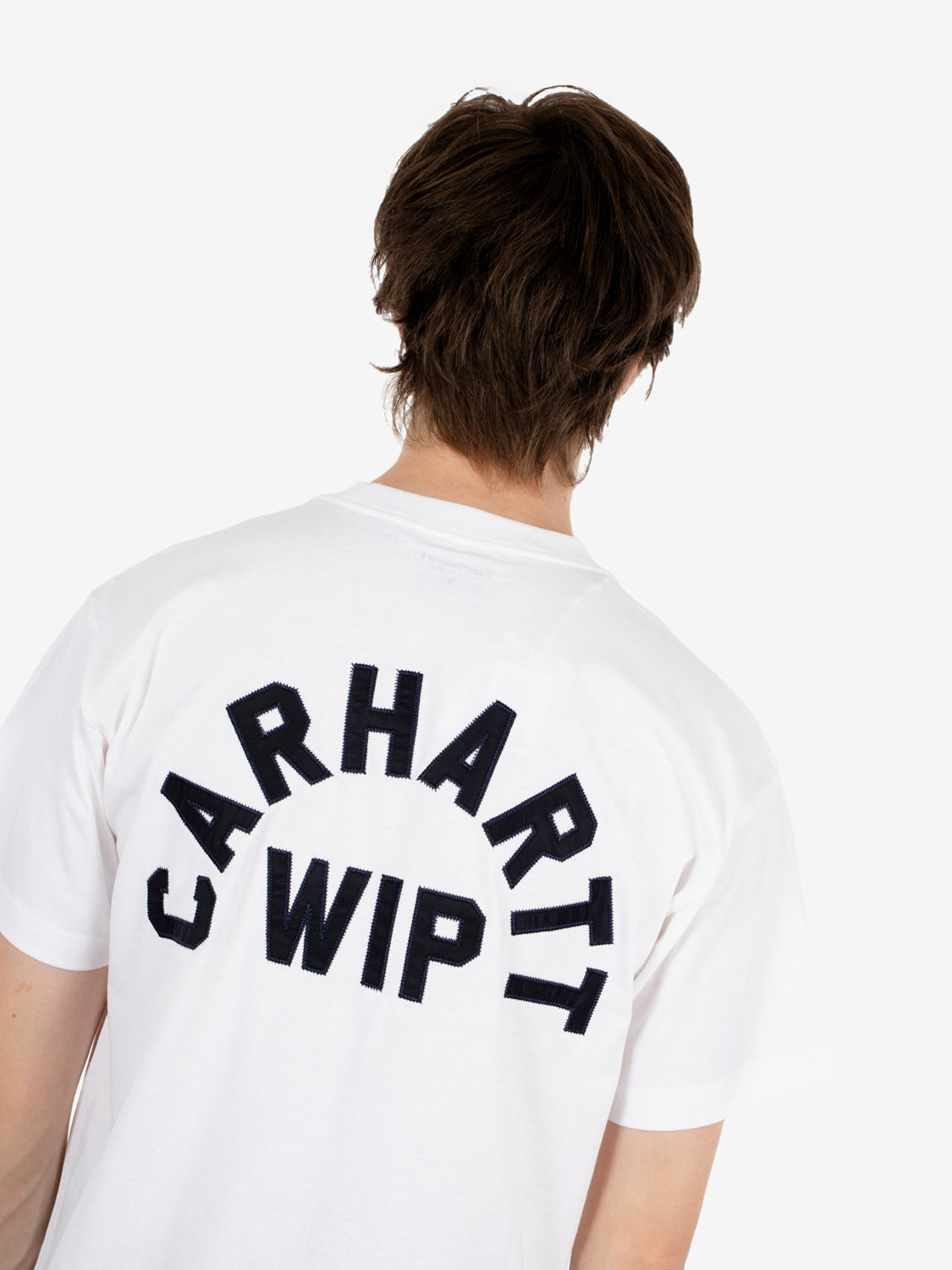 S/S Arch Script t-shirt white / dark navy