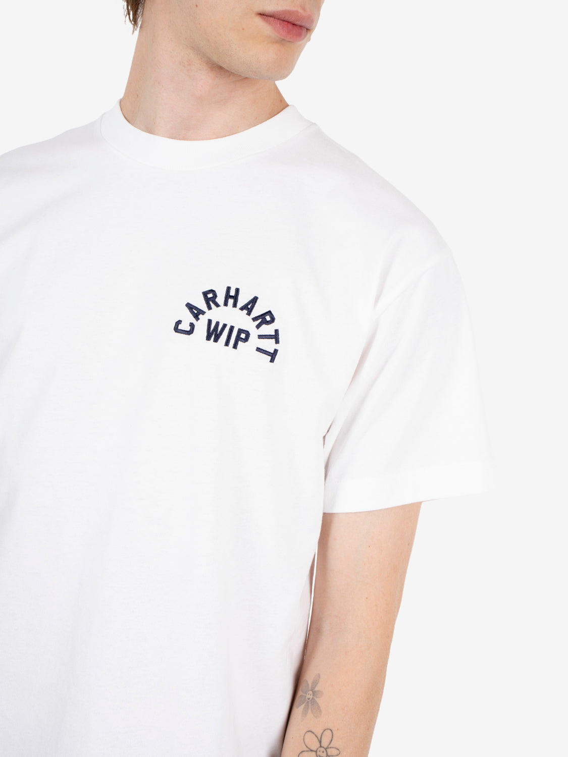S/S Arch Script t-shirt white / dark navy