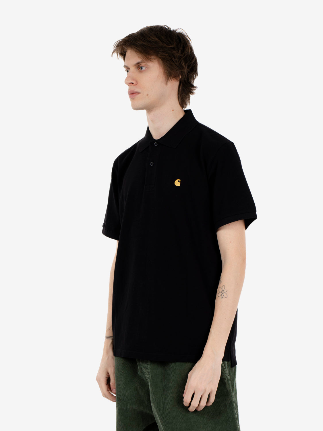 S/S Chase Pique Polo black / gold