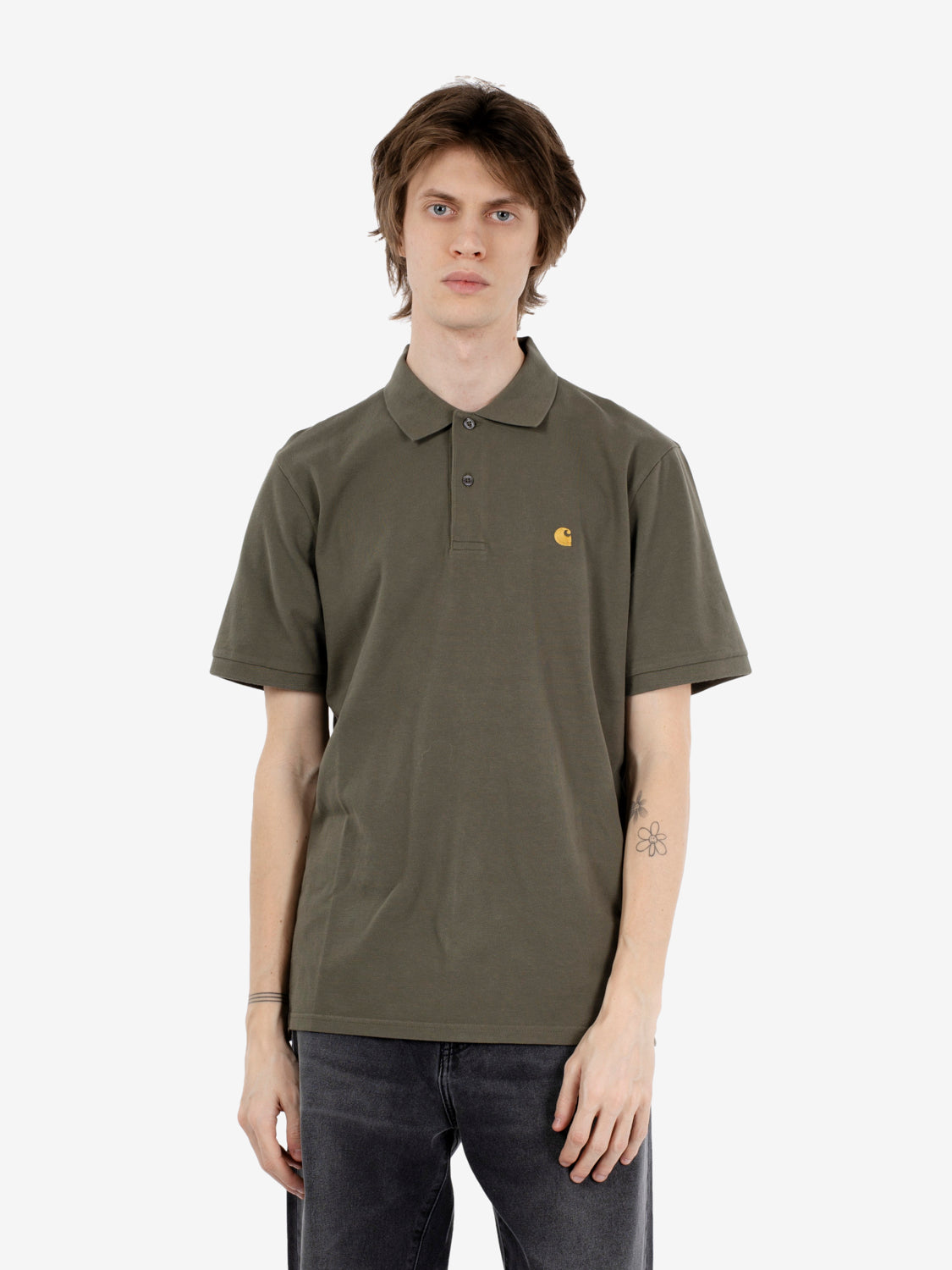 S/S Chase Pique Polo leaf/gold 