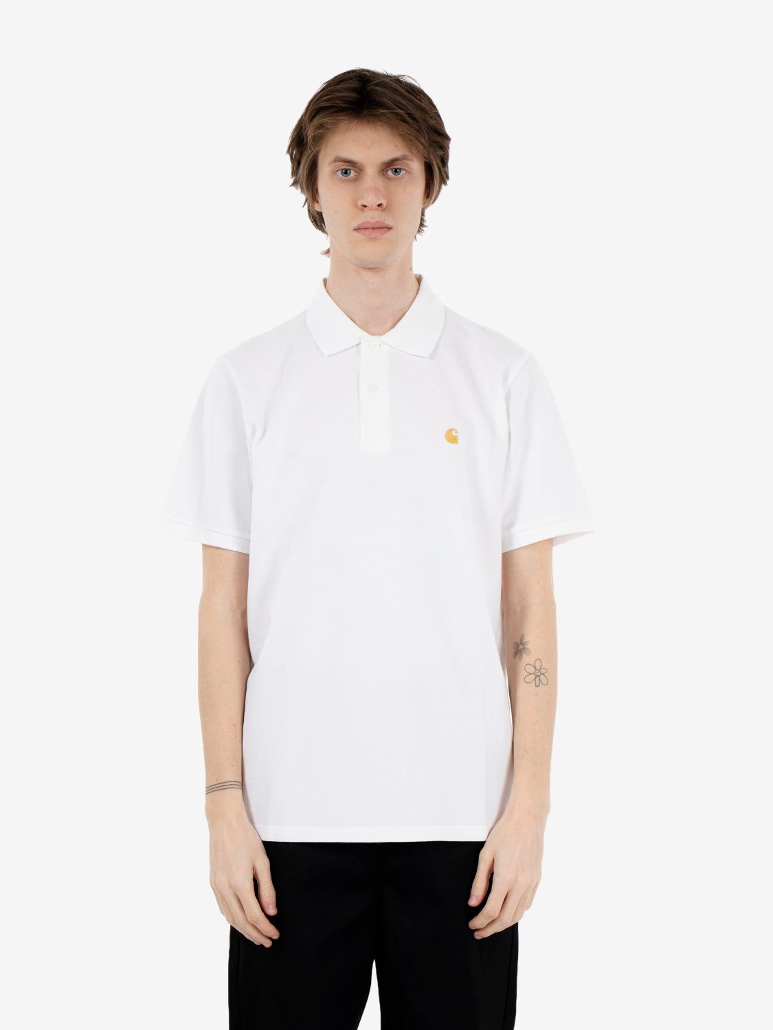 S/S Chase Pique Polo white / gold
