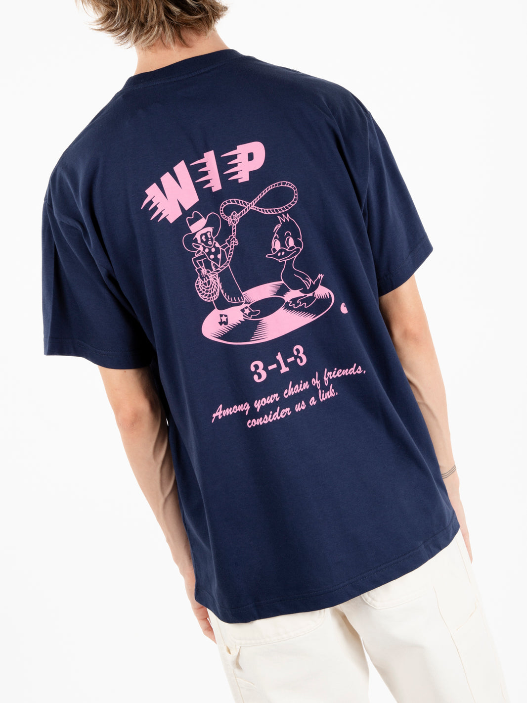 S/S Friendship air force blue / light pink t-shirt 
