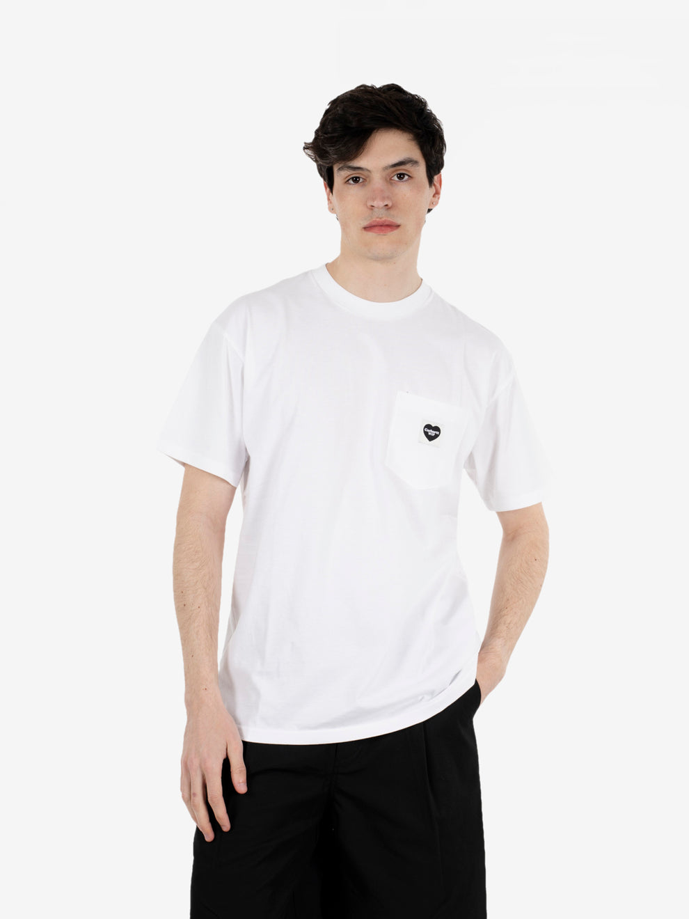S/S Pocket Heart T-Shirt white/black 