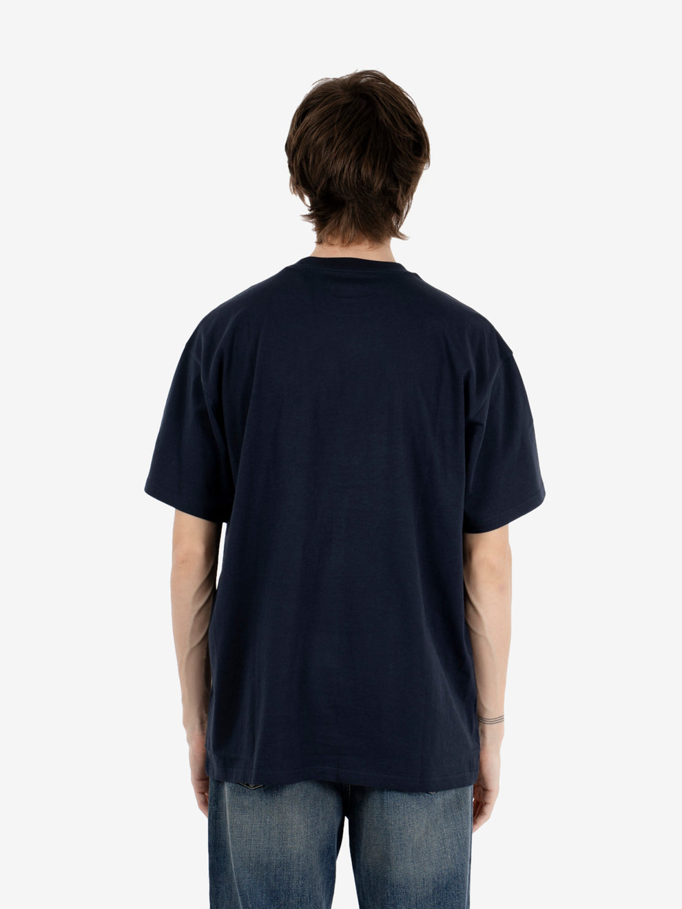 S/S Script Embroidery T-Shirt deep night / white