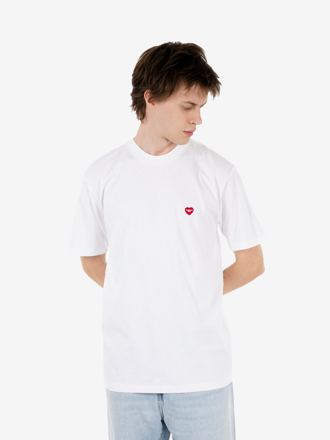 S/S Small Heart T-shirt white / red