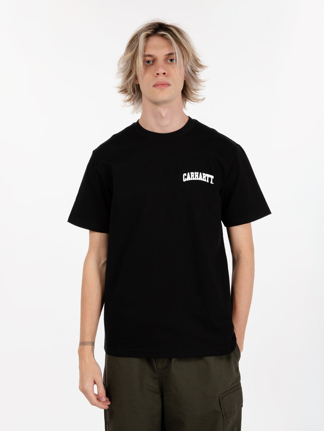 S/S University Script T-Shirt Black / White