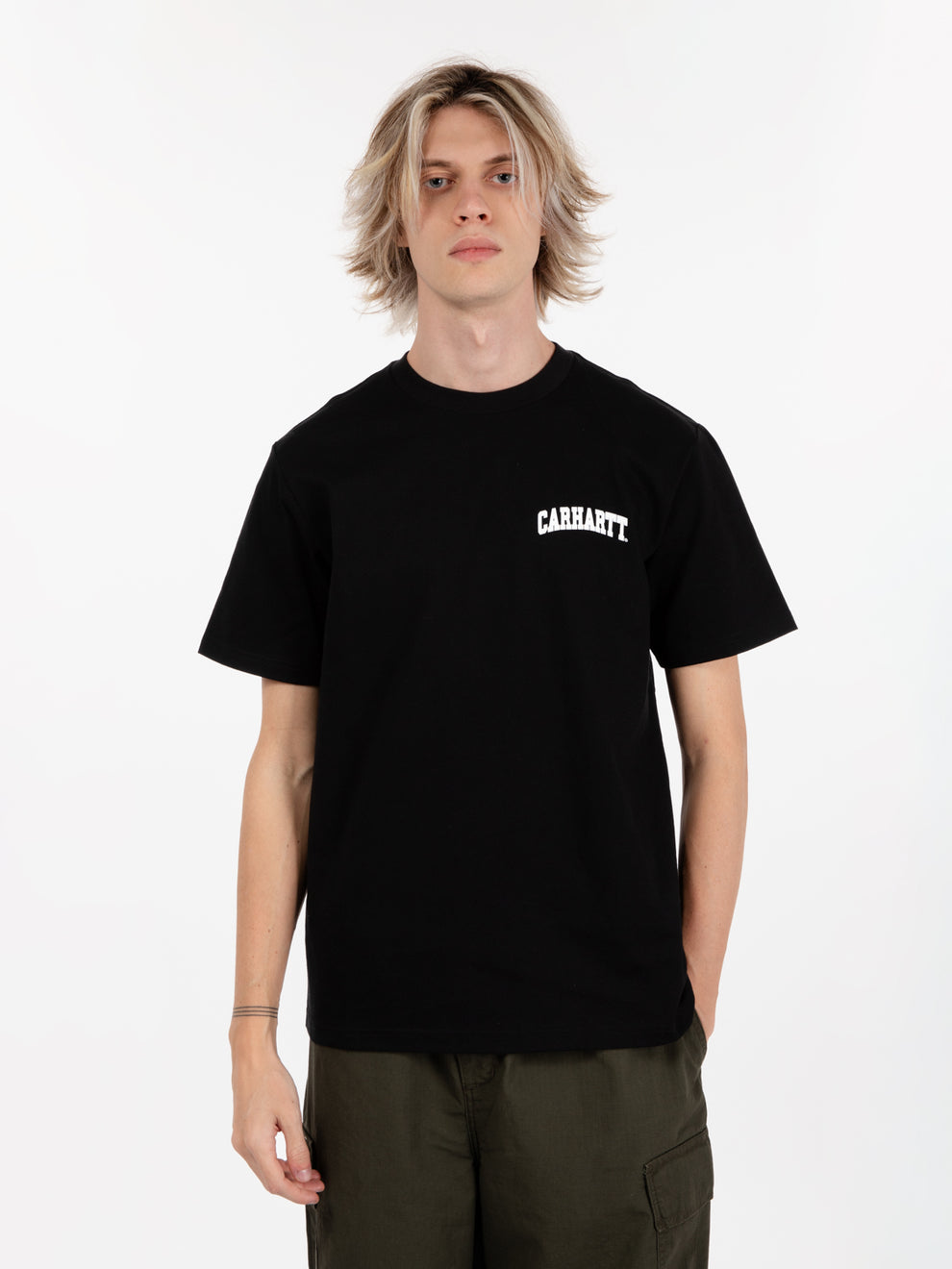 S/S University Script T-Shirt Black / White