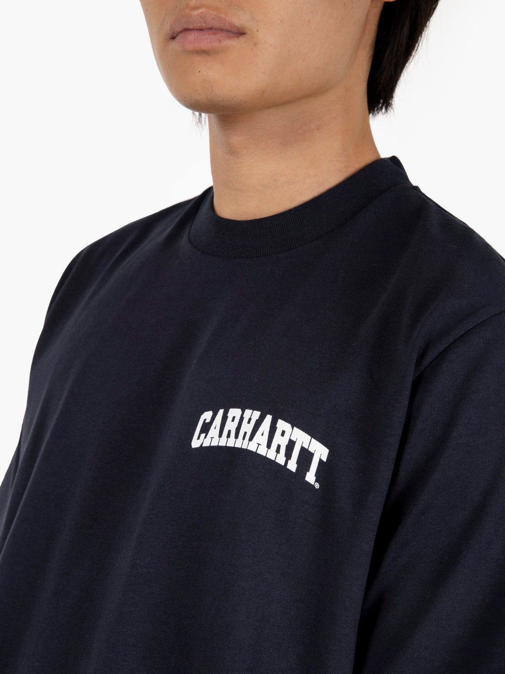 S/S University Script t-shirt deep  night / white
