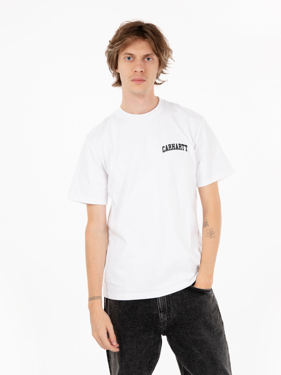 S/S University script t-shirt white / black
