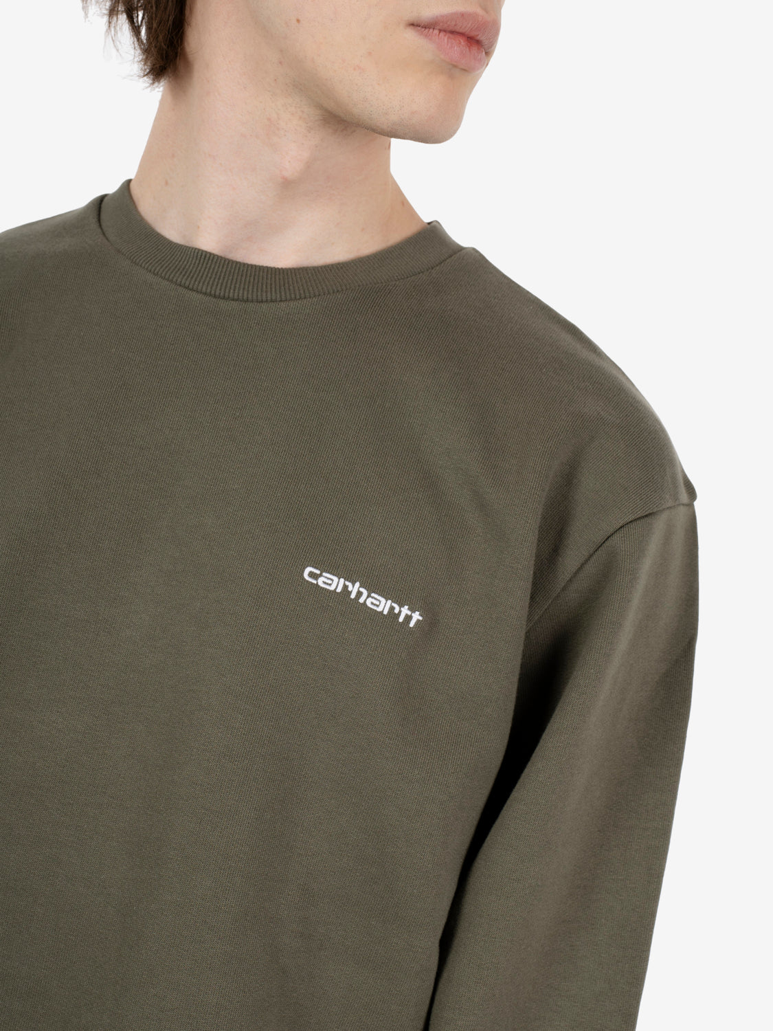 Script Embroidery Sweat leaf/white 