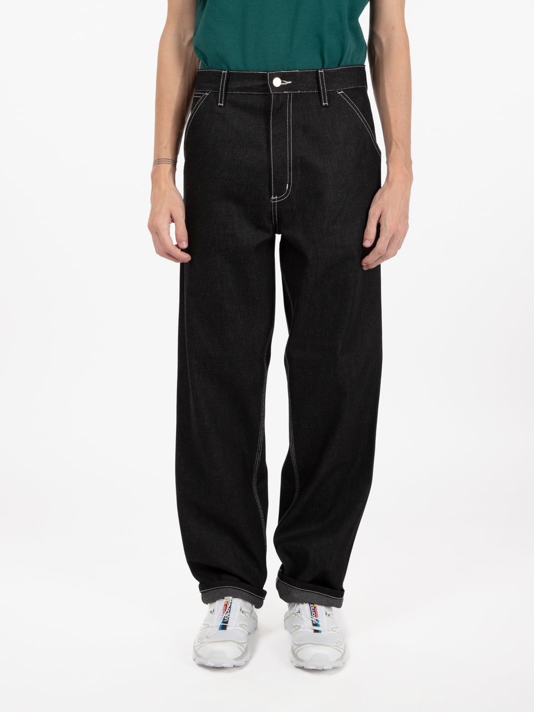 Simple black rigid pants 