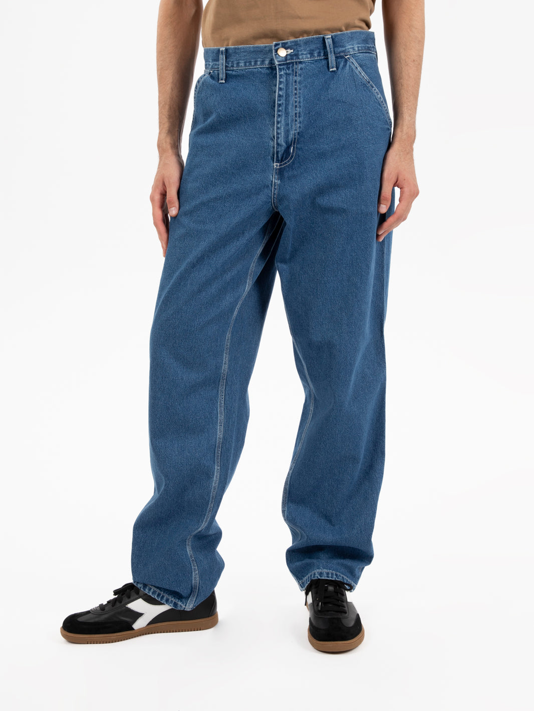 Simple blue stone washed pant 
