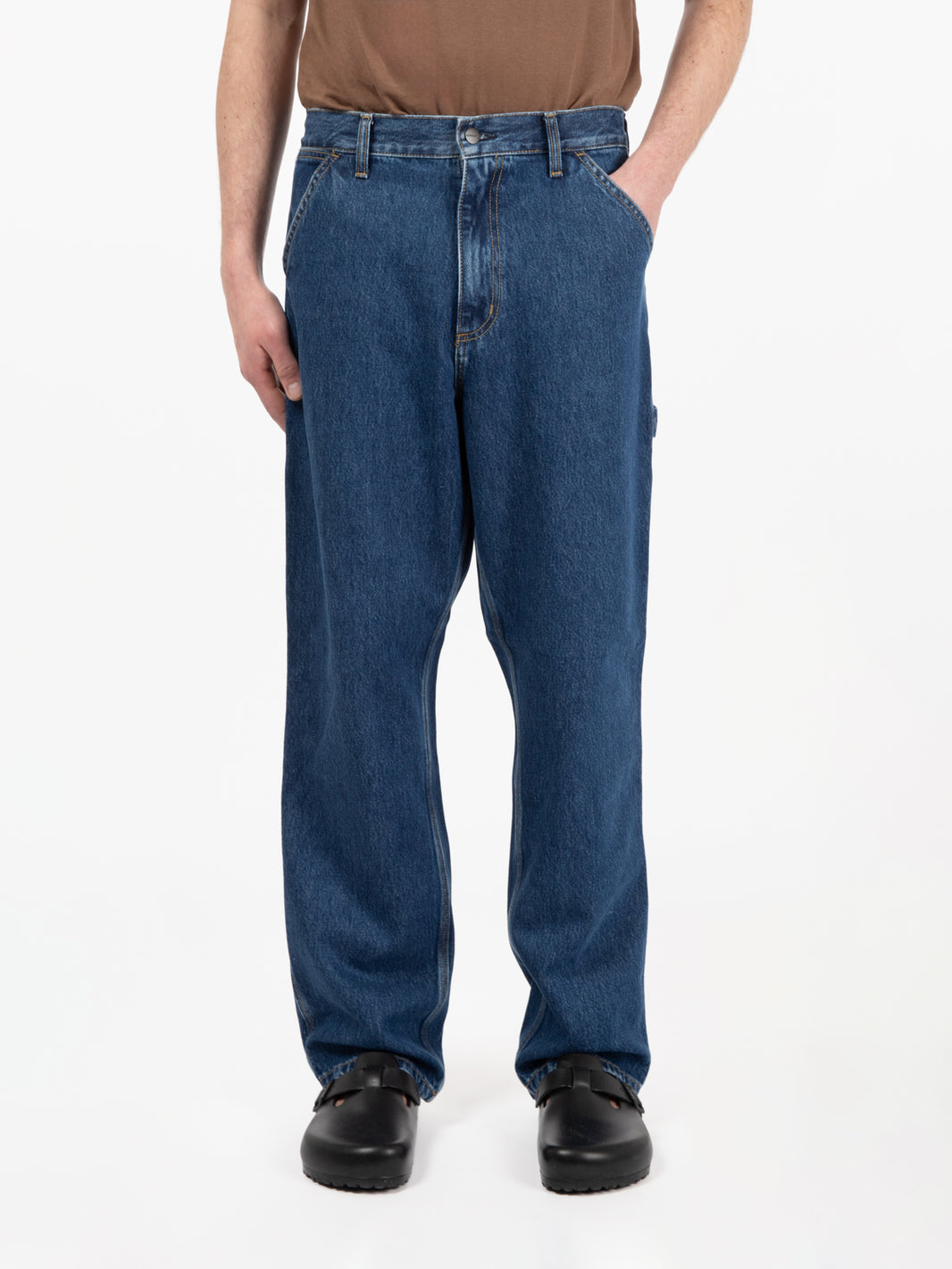 Single knee pant blue stone washed