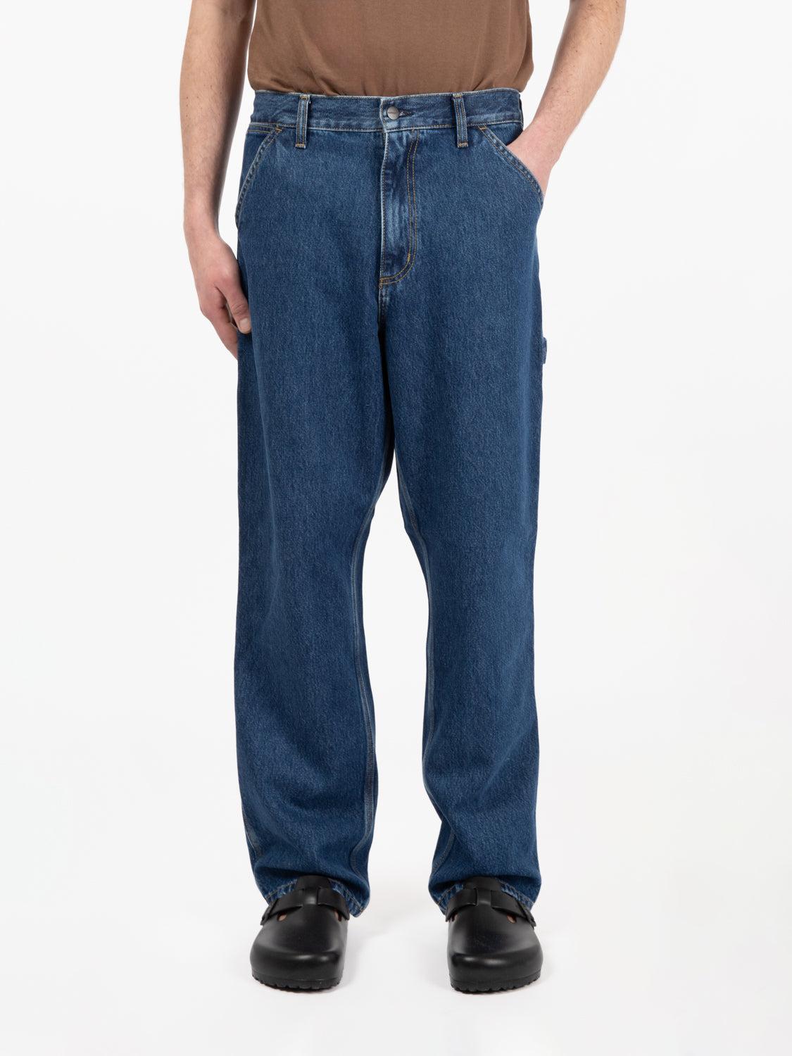 Single knee pant blue stone washed
