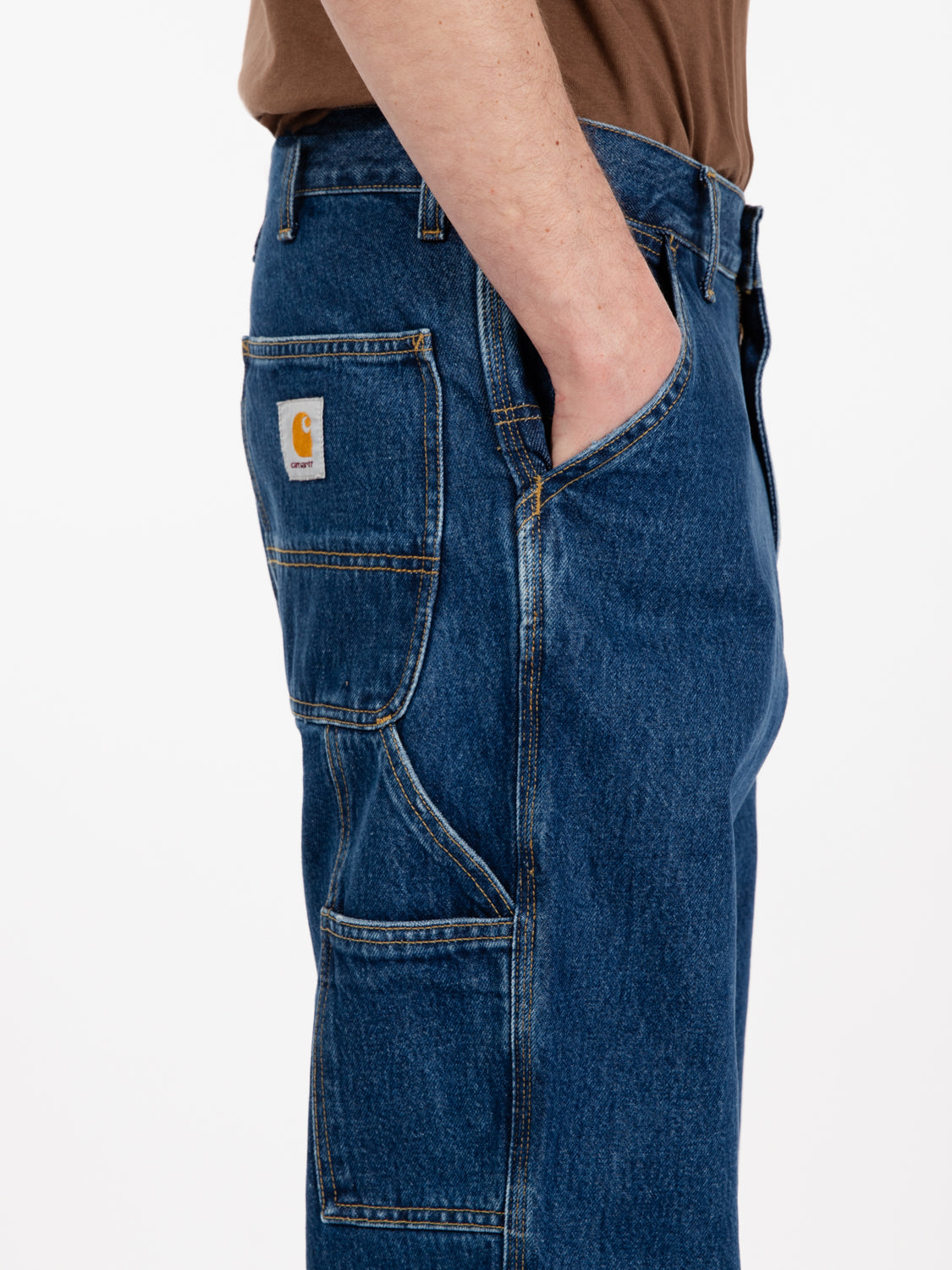 Single knee pant blue stone washed