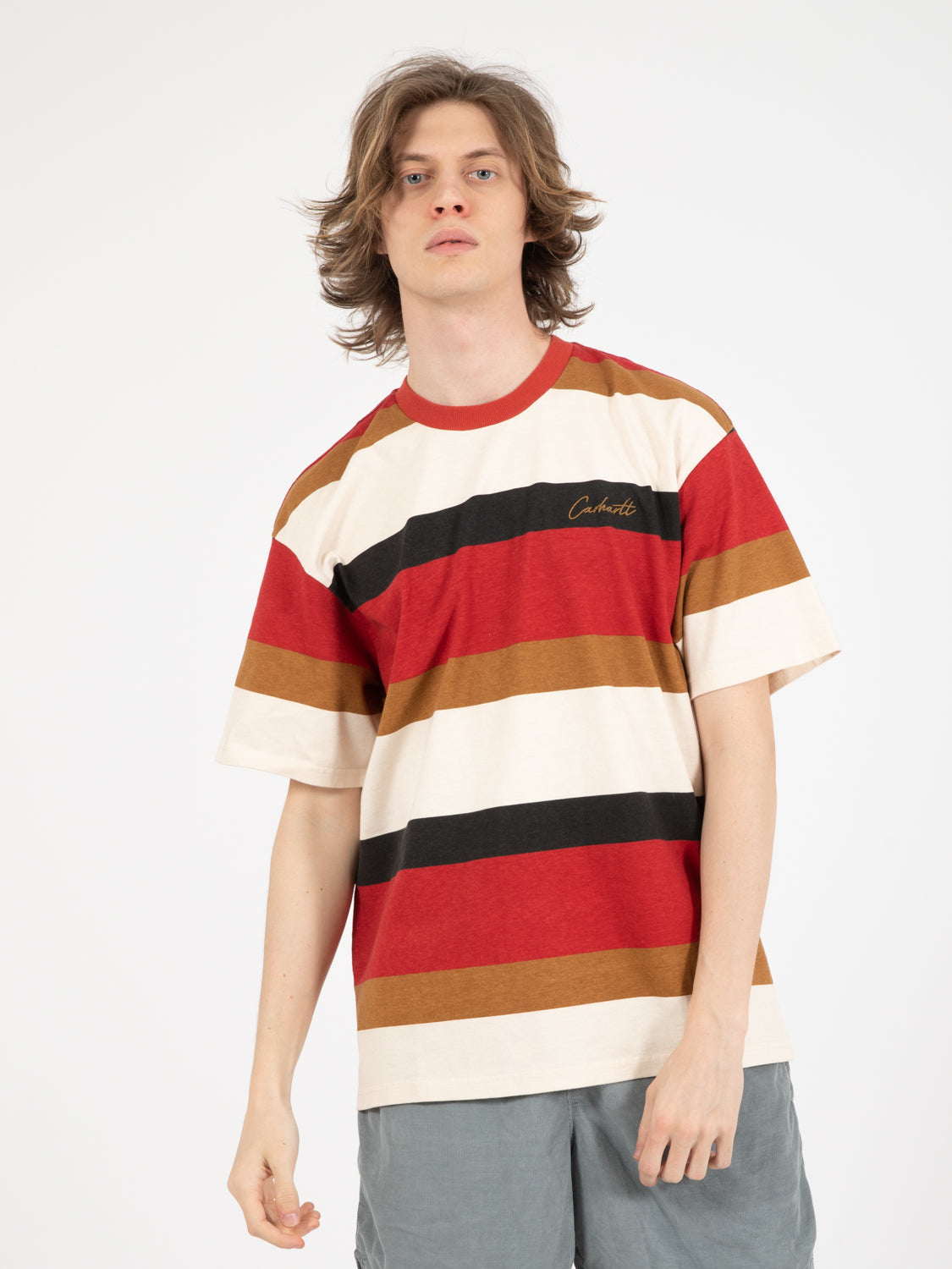 Crouser stripe Arcade heavy stone wash t-shirt 