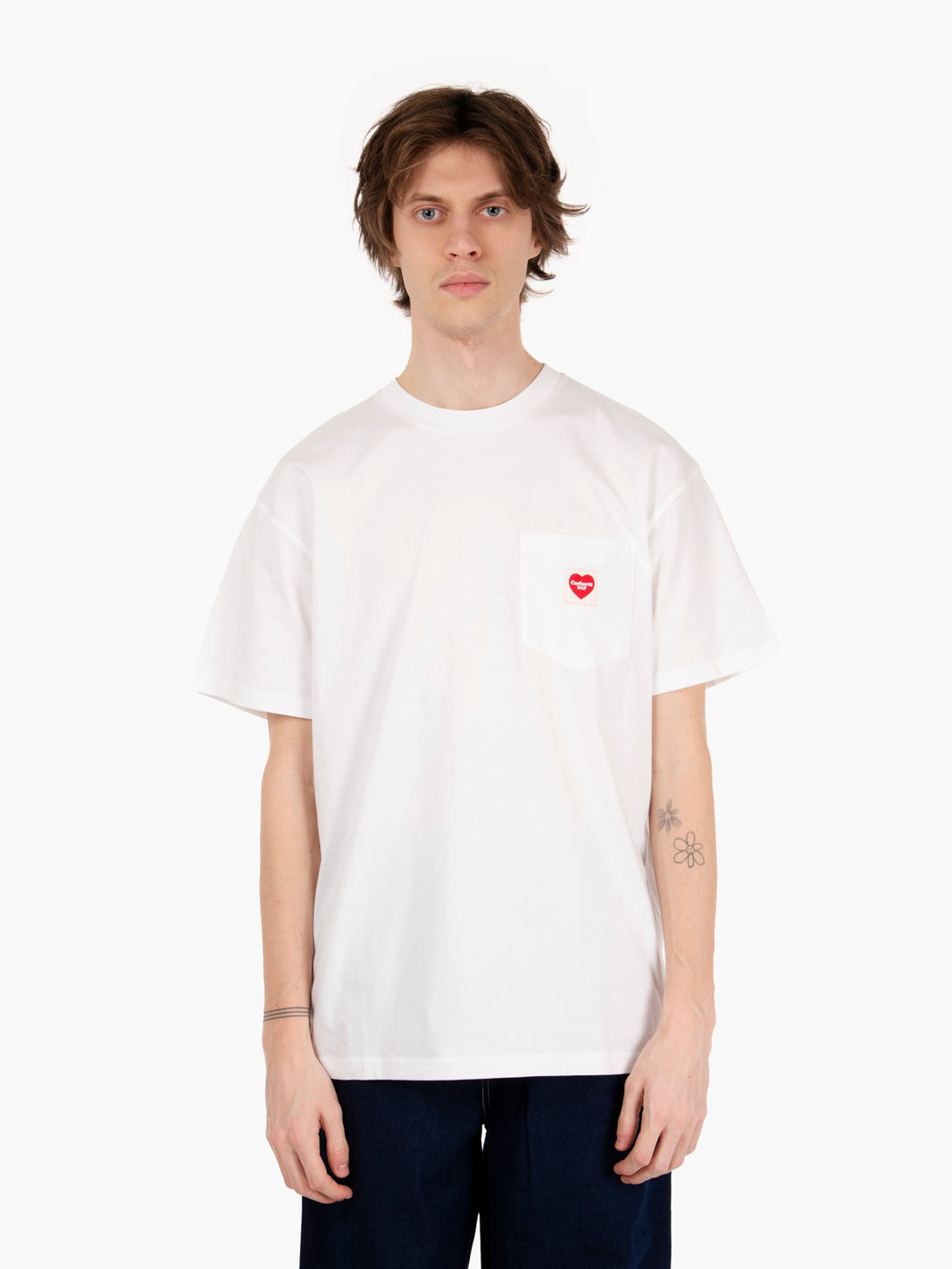 S/S pocket heart white / red T-shirt 