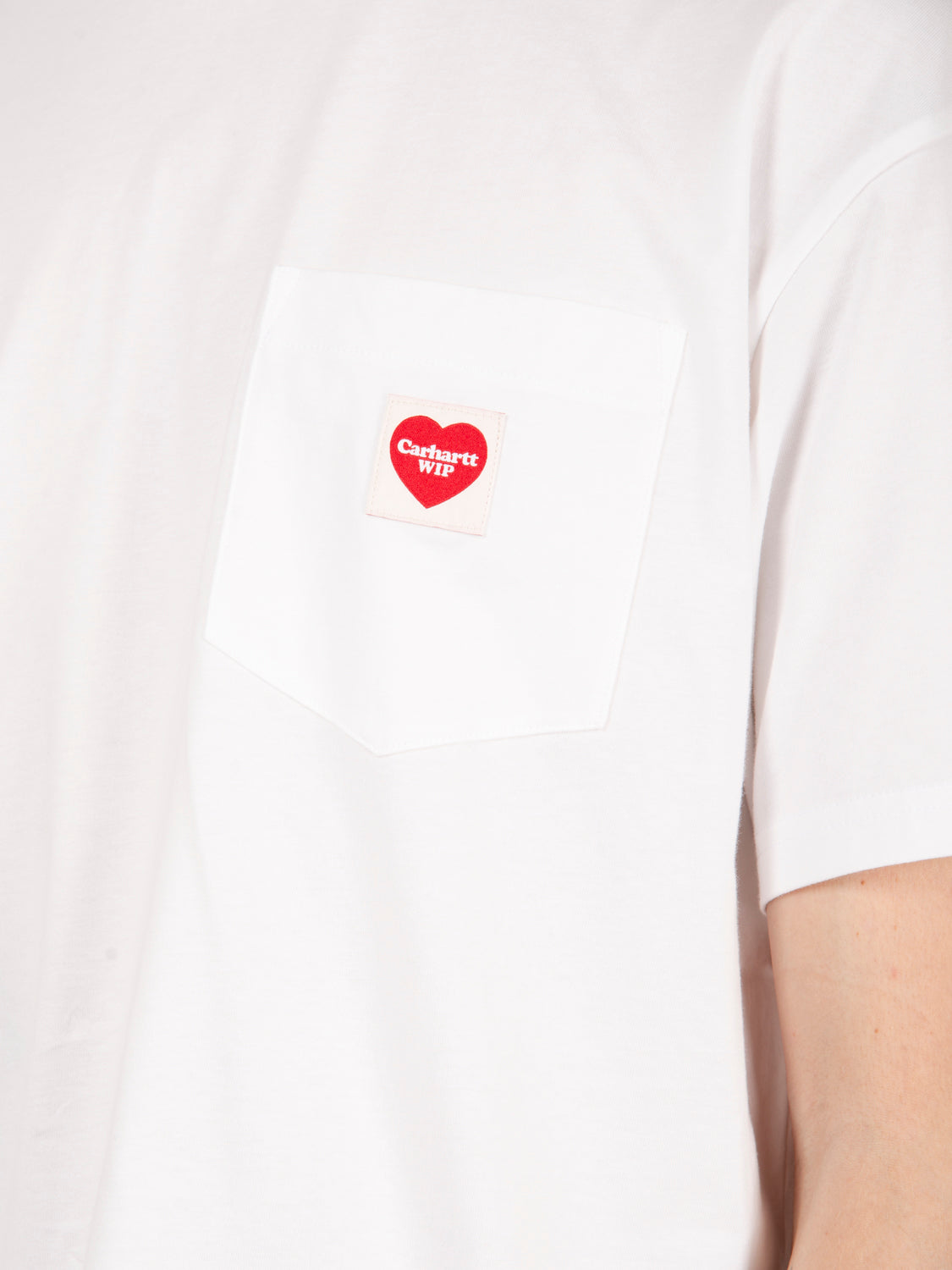 T-shirt S/S pocket heart white / red