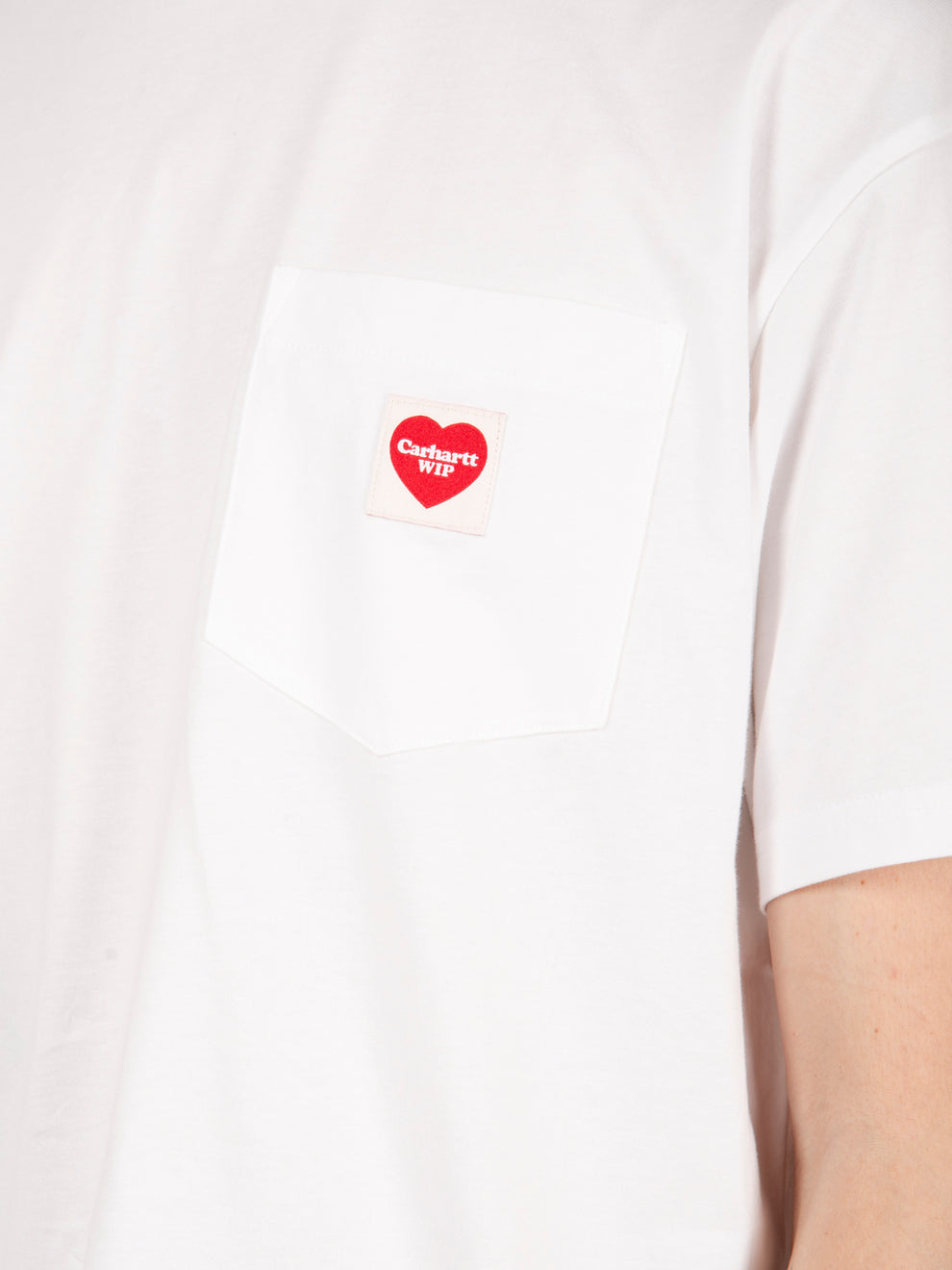T-shirt S/S pocket heart white / red