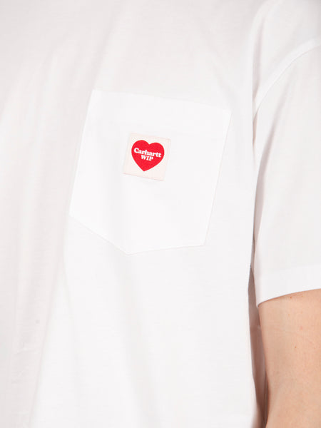 T-shirt S/S pocket heart white / red