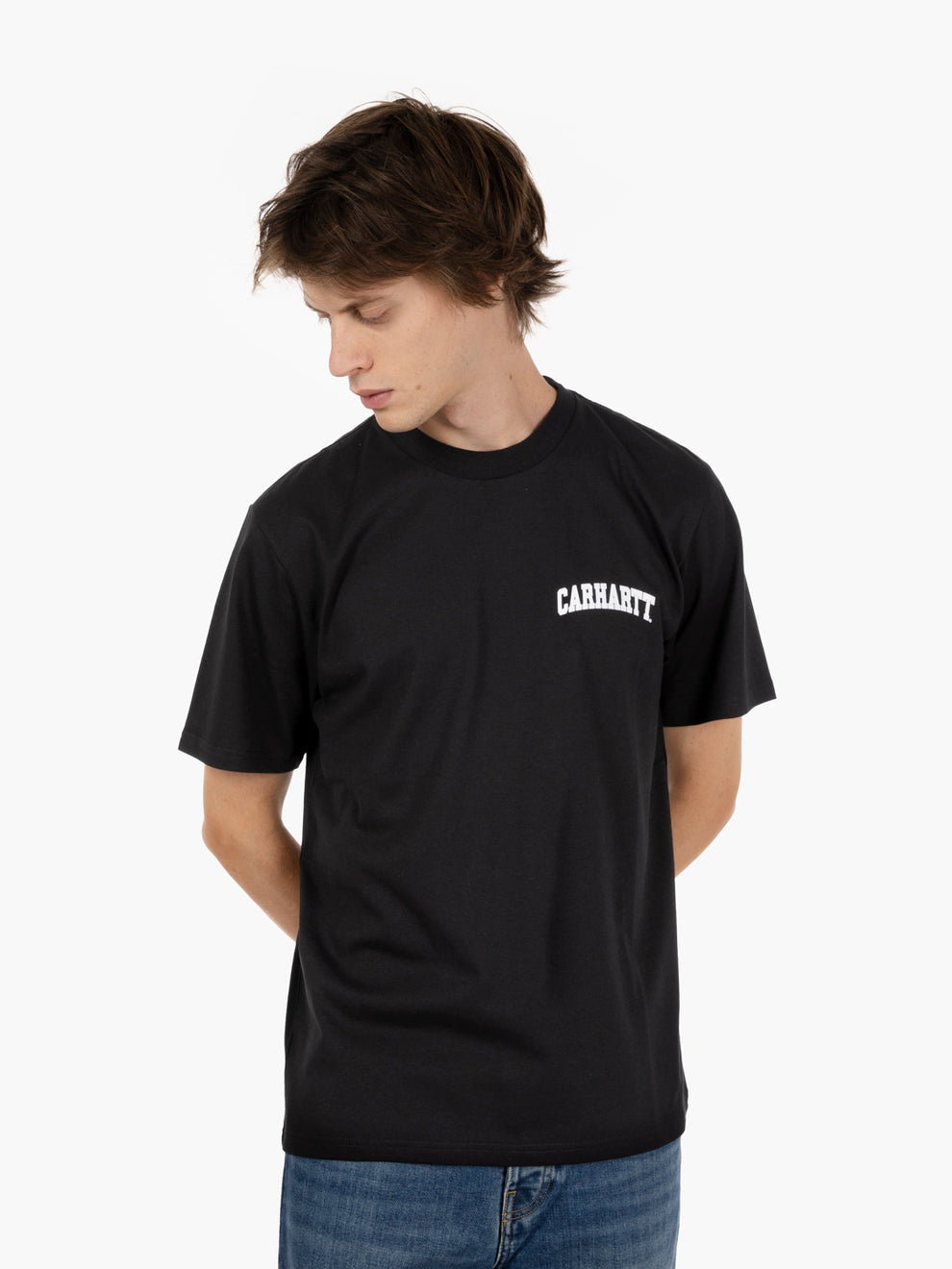 S/S University Script black / white t-shirt 