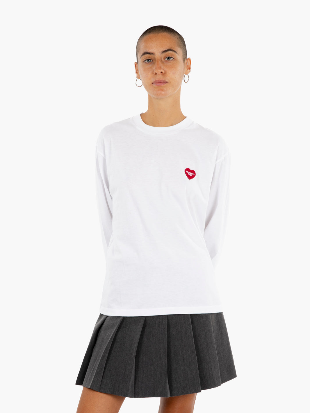 W' L/S Heart Patch T-shirt white / red 