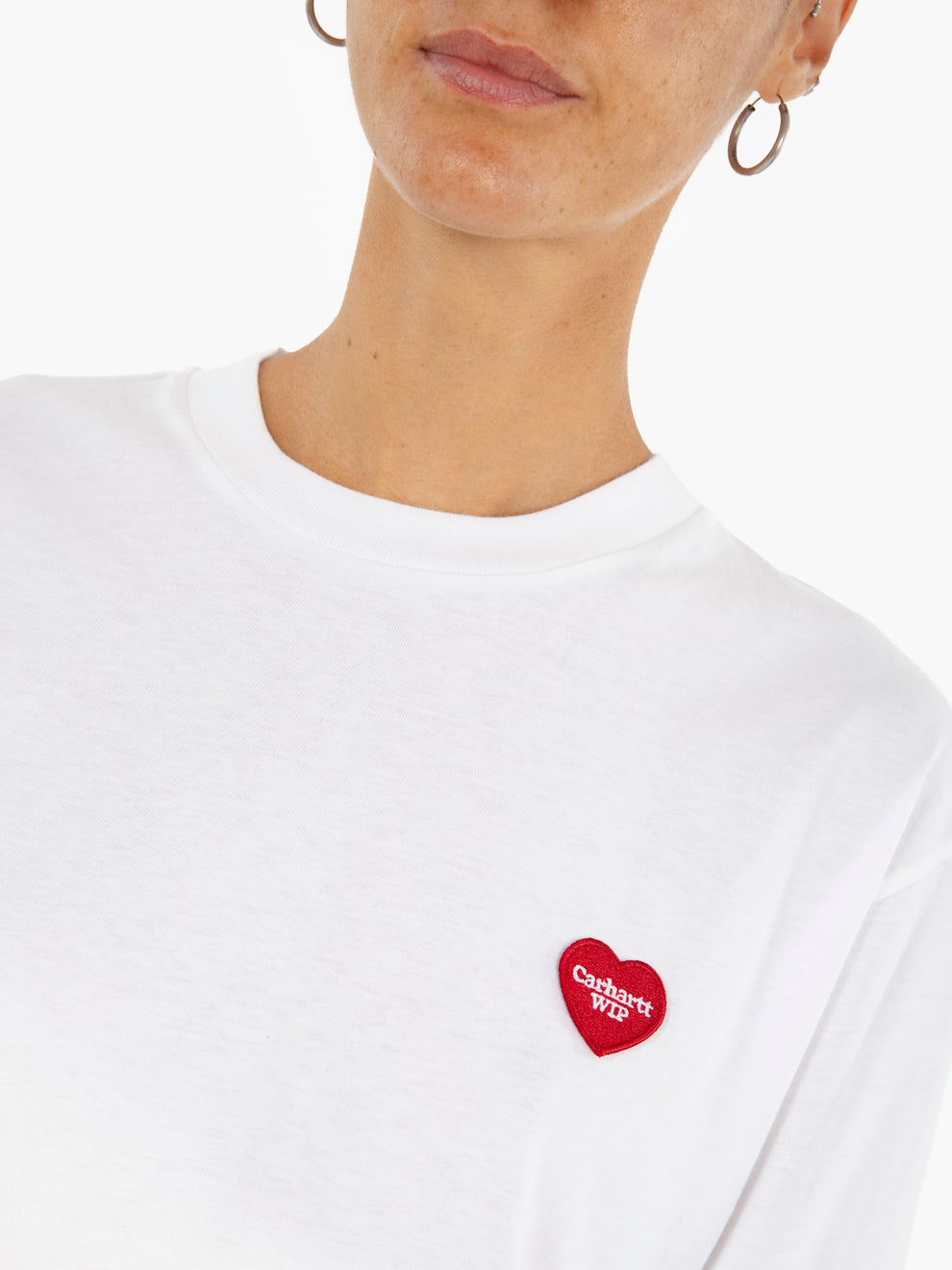 W' L/S Heart Patch T-shirt white / red 
