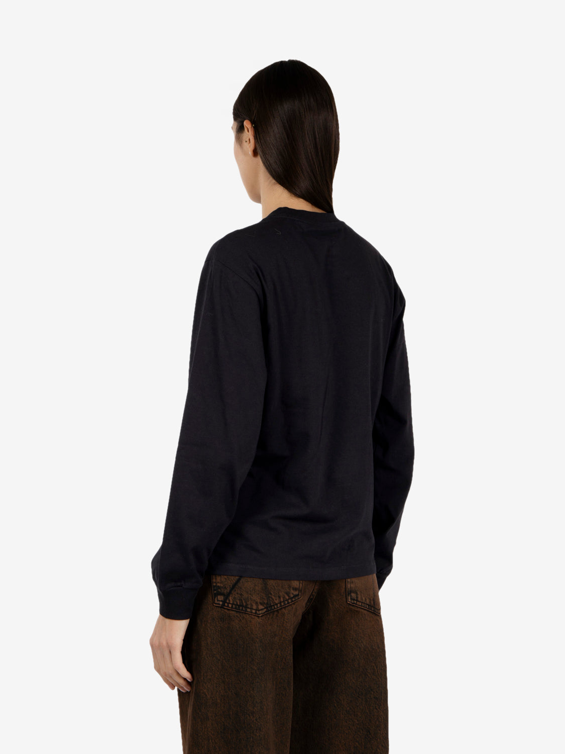 W' l/s t-shirt pocket small heart black