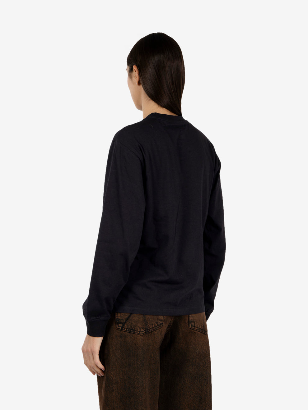 W' l/s t-shirt pocket small heart black