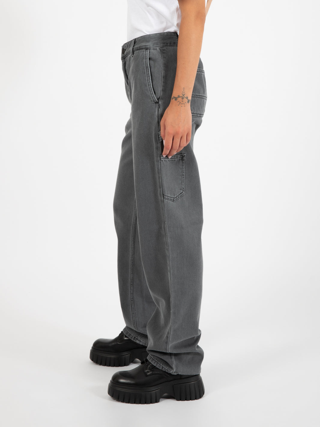 W' Pierce Pant Straight Black Stone Bleached