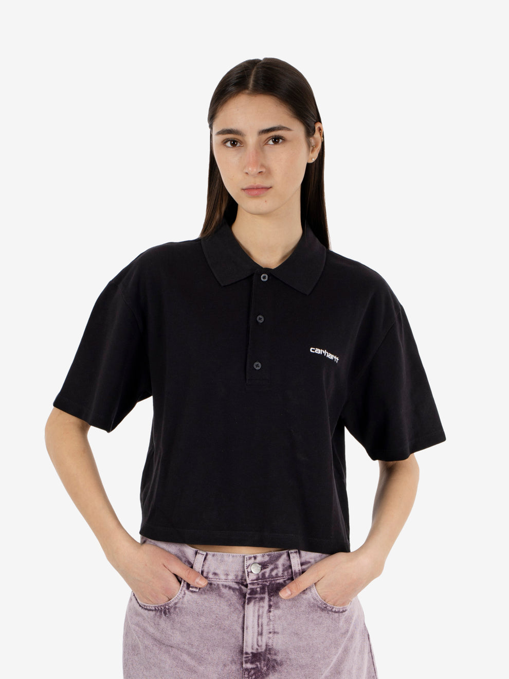 W' S/S Carhartt Script Polo TS Black