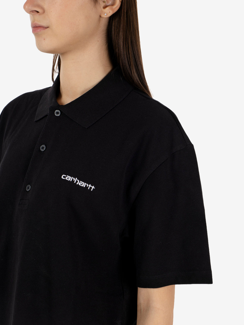 W' S/S Carhartt Script Polo TS Black