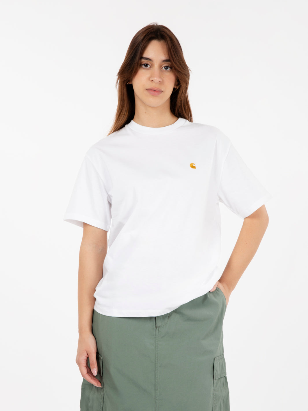 T-shirt W' S/S chase white / gold