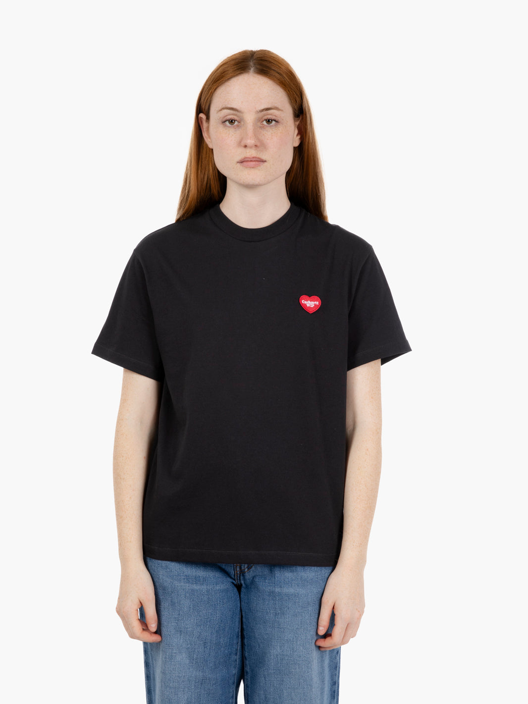 W' S/S Heart patch t-shirt black / red 