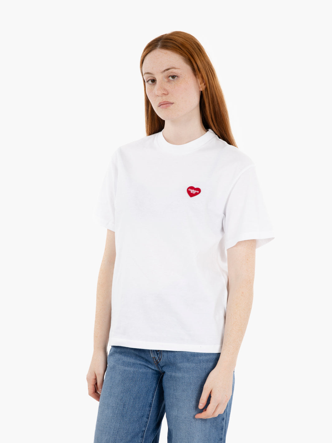 W' S/S Heart patch t-shirt white / red 