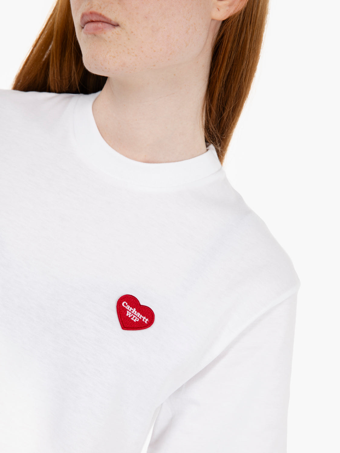 W' S/S Heart patch t-shirt white / red 