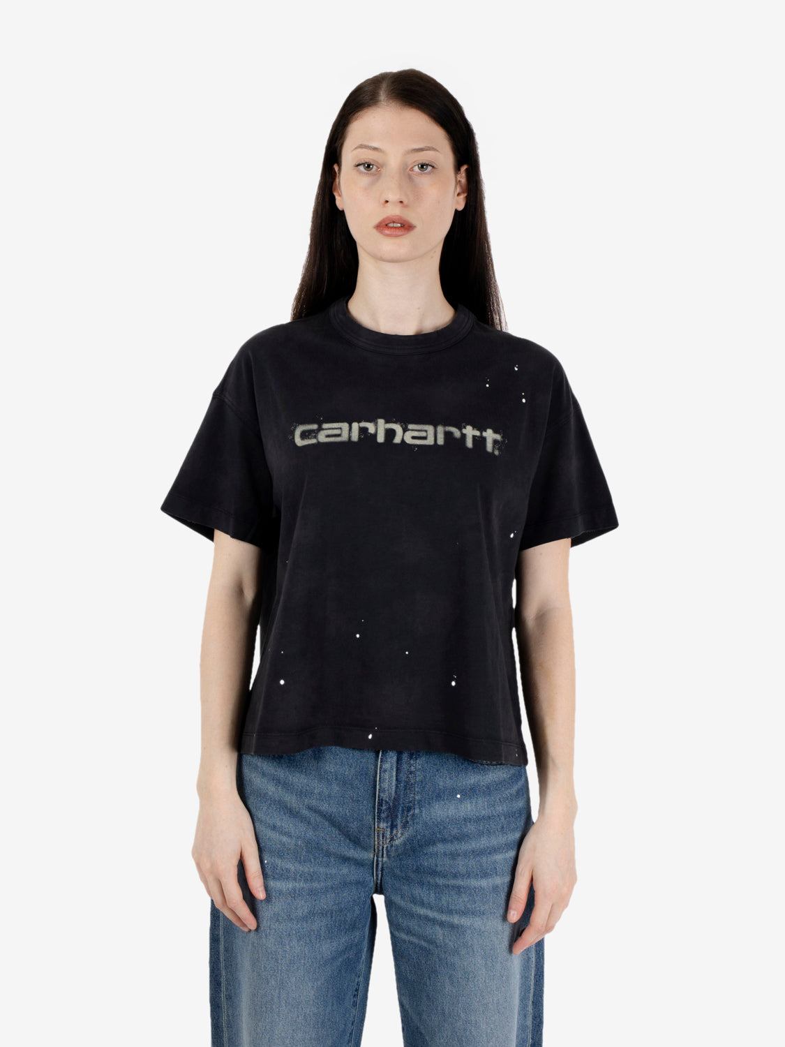 W' S/S Painter T-Shirt black destroy wash