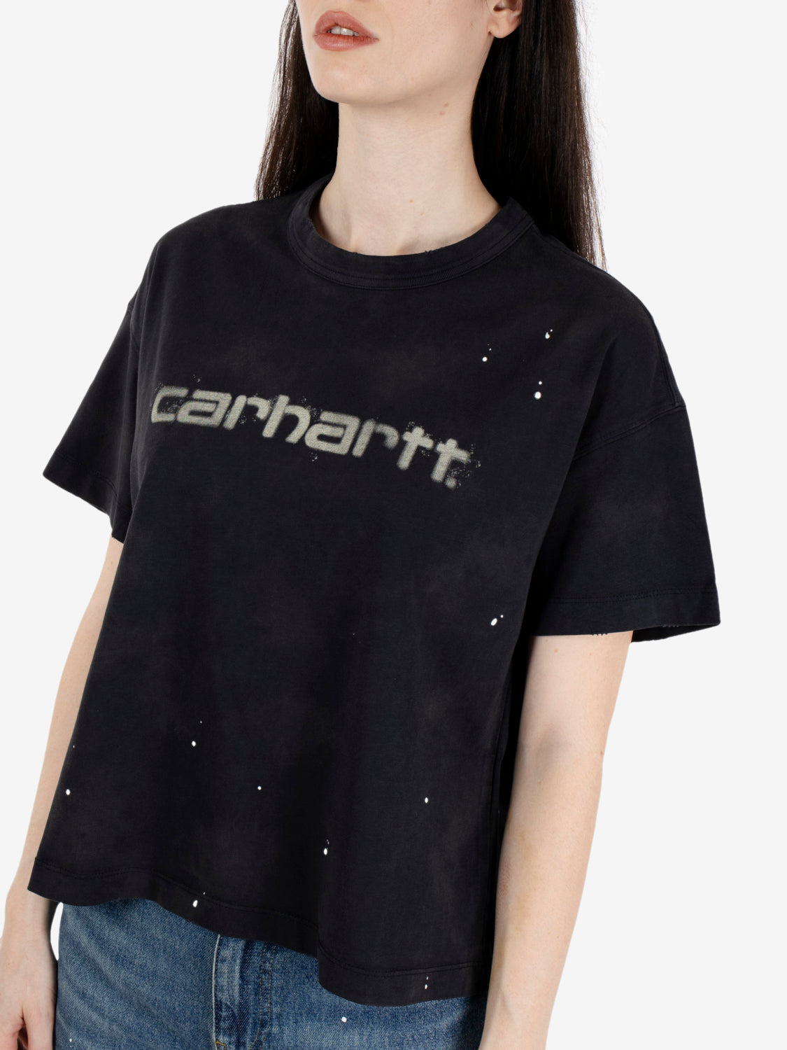 W' S/S Painter T-Shirt black destroy wash