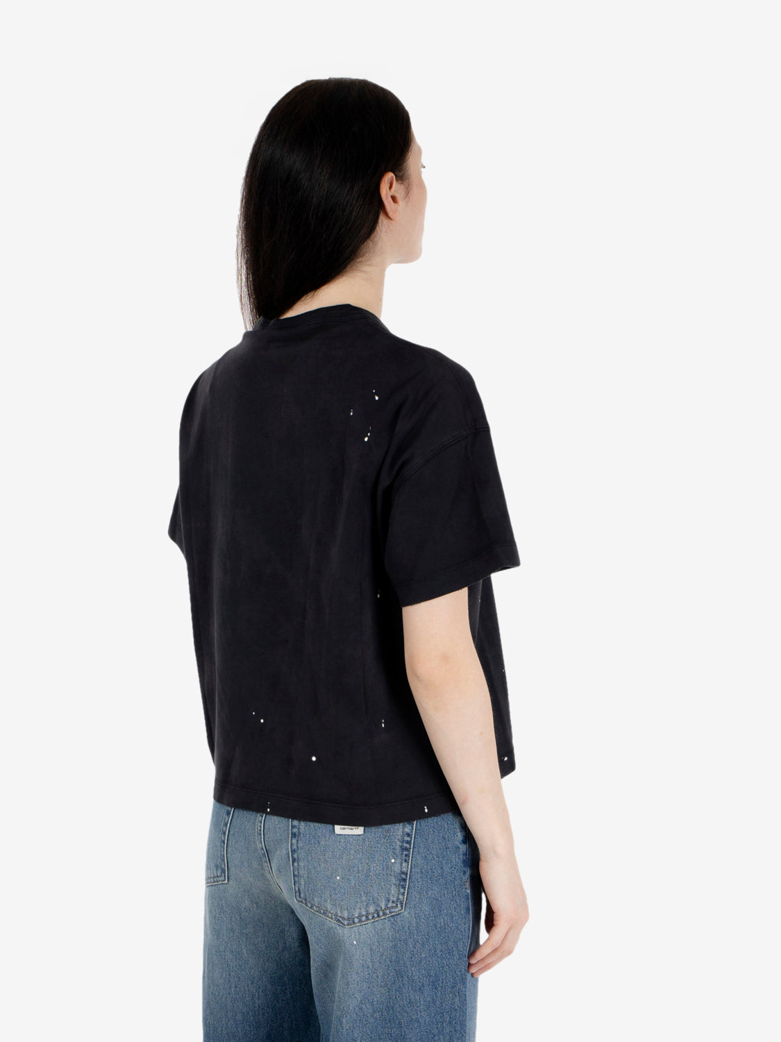 W' S/S Painter T-Shirt black destroy wash