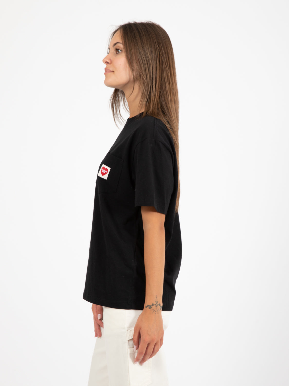 W' S/S pocket heart t-shirt black