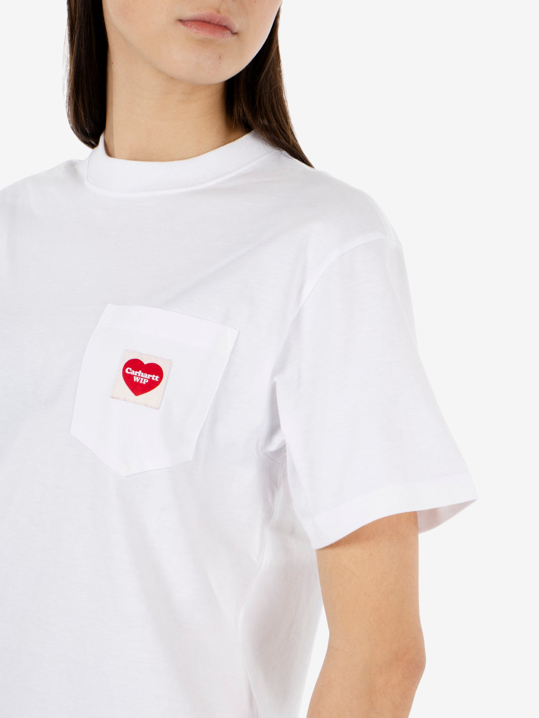 W' S/S Pocket Heart T-Shirt White/Red