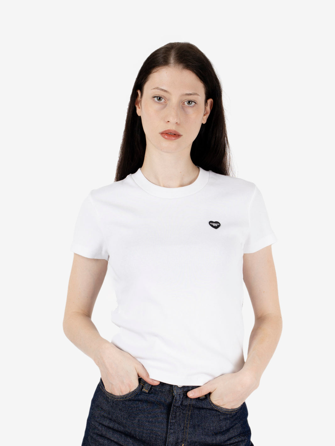 W' S/S Small Heart patch t-shirt white