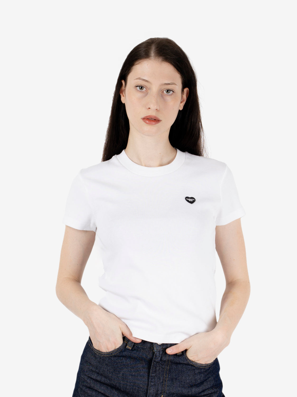 W' S/S Small Heart patch t-shirt white