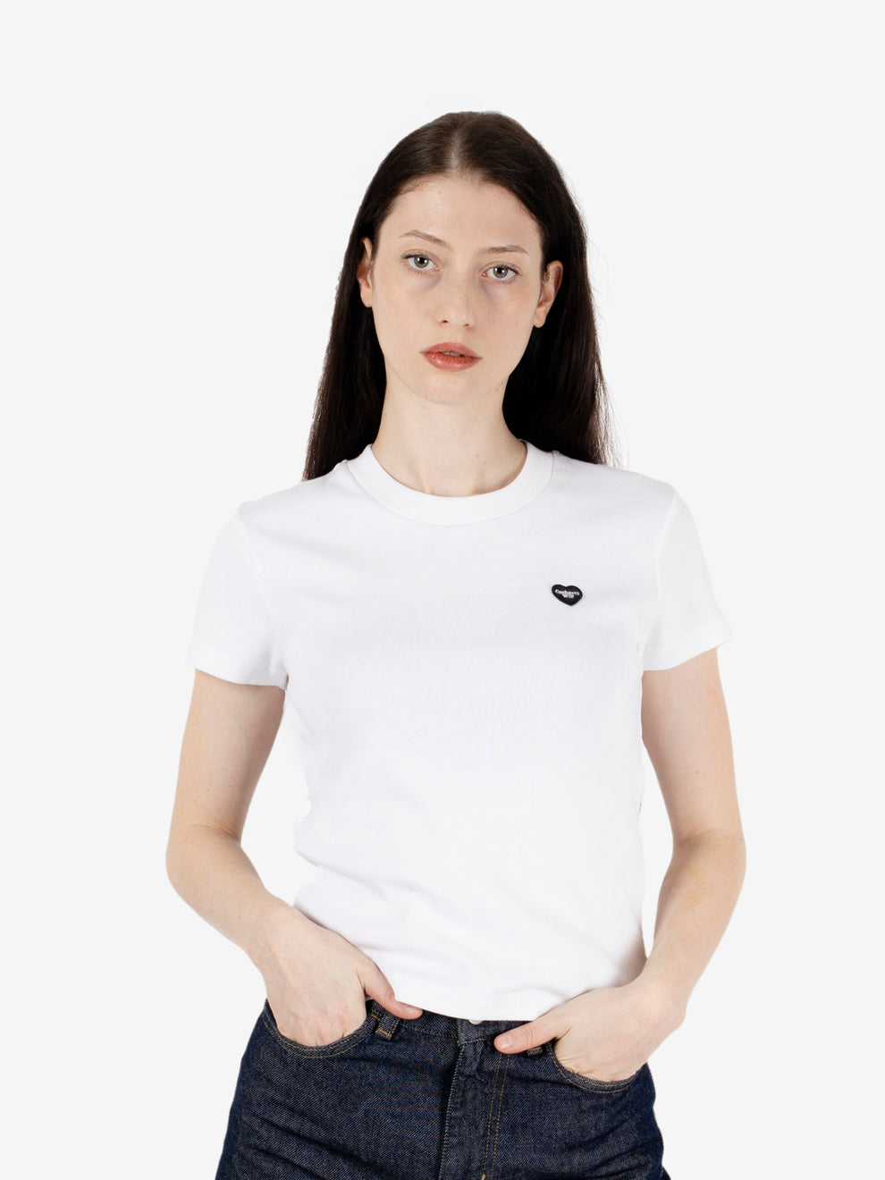 W' S/S Small Heart patch t-shirt white