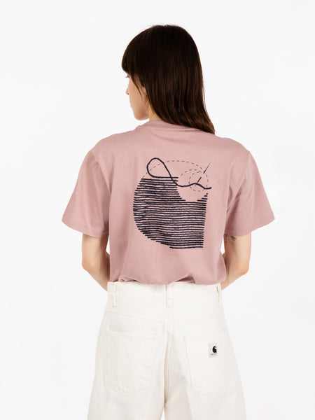 W' S/S Stitch t-shirt glassy pink / dark navy
