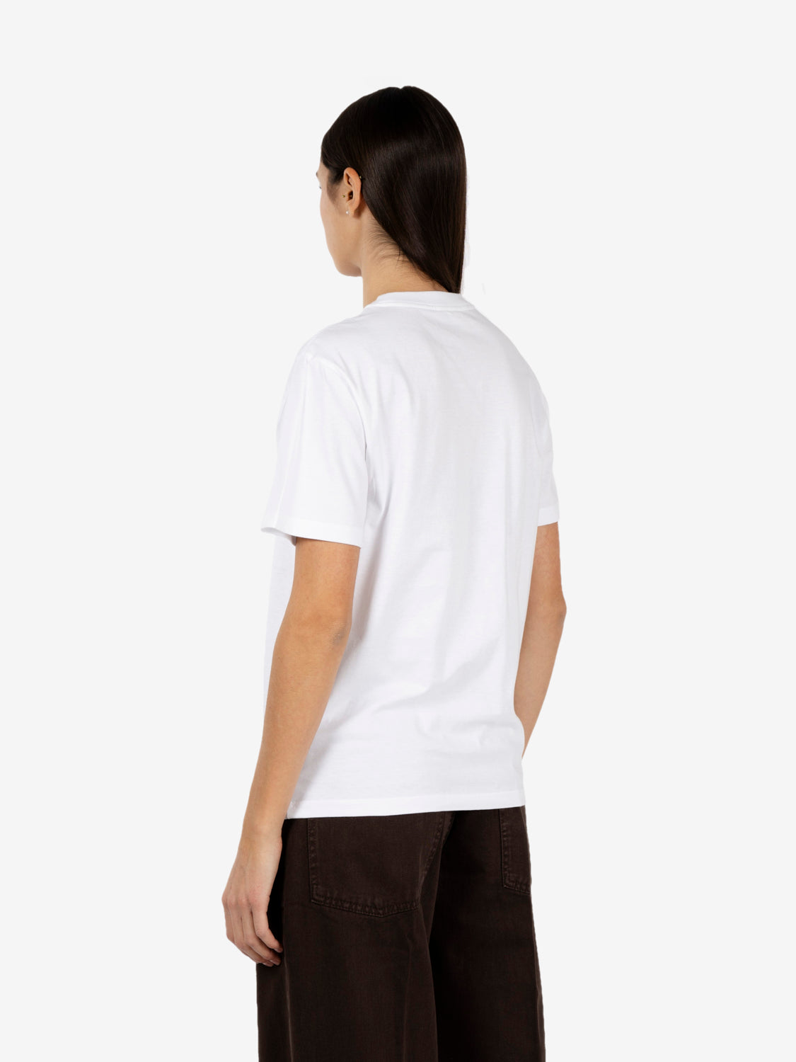 W' s/s t-shirt pocket small heart white / red