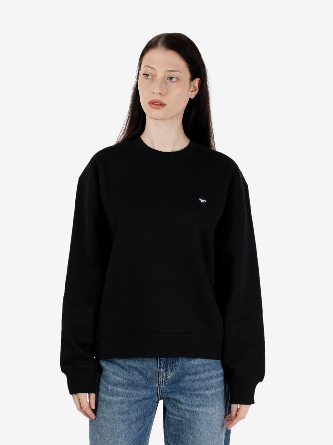 W' Small Heart patch sweat black